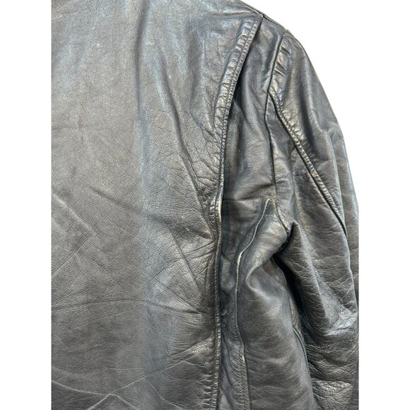 Leather Loft Mens Black Leather Jacket Size 40 With Zipper & Button Closure - Picture 16 of 16